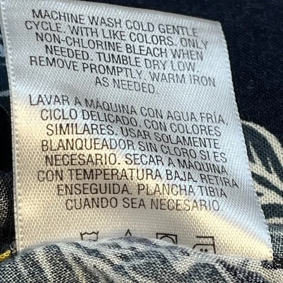 Hawaiian Hibiscus Lei Floral Shirt Mens 4XL Button Navy Yellow Resort Casual - Picture 7 of 7